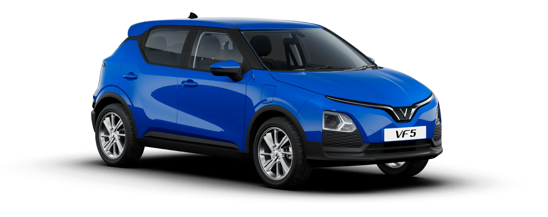 inFast VF 5 mobil berwarna biru dengan desain ramping dan tampilan modern