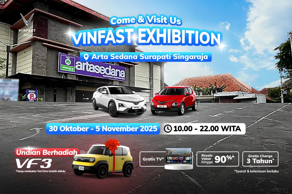 pameran mobil listrik VinFast di Artasedana Surapati Singaraja, 30 Oktober - 5 November 2025