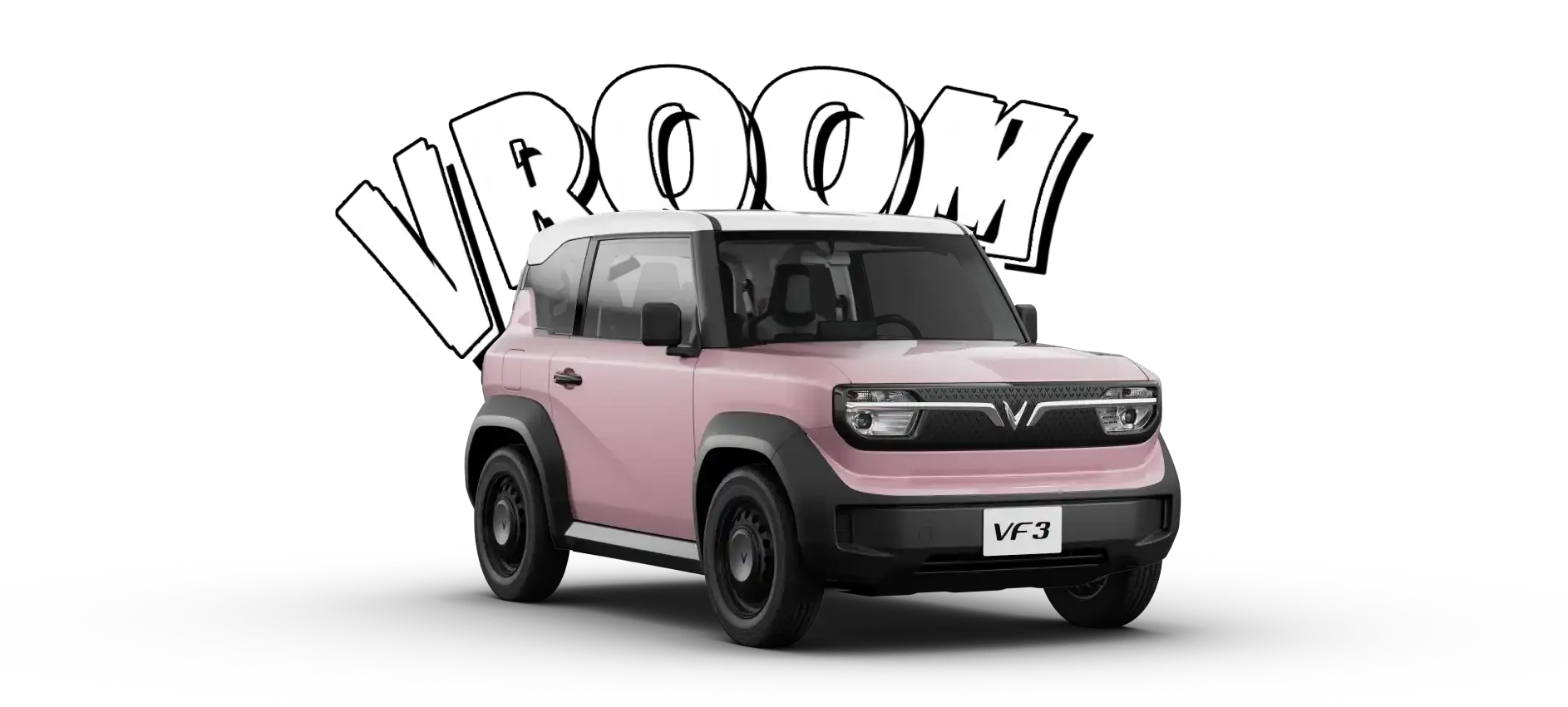 VinFast VF 3 warna rose pink, city car listrik yang stylish dan hemat energi, solusi transportasi ramah lingkungan dengan tampilan manis.