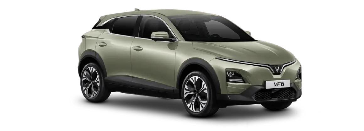 VinFast VF 6 warna Urban Mint, mobil pintar bertenaga listrik dengan kabin lapang dan fitur keselamatan lengkap, cocok sebagai mobil keluarga masa kini.