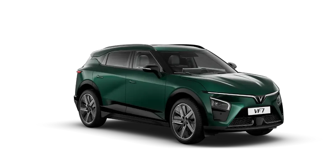 VinFast VF 7 warna Deep Ocean, crossover listrik dengan warna hijau laut yang tenang namun berkarakter kuat, menciptakan tampilan yang elegan dan berbeda.